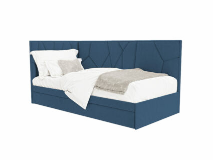 Кровать Beautyson Helga угловая (с ящиком) велюр Formula 767 синий 332