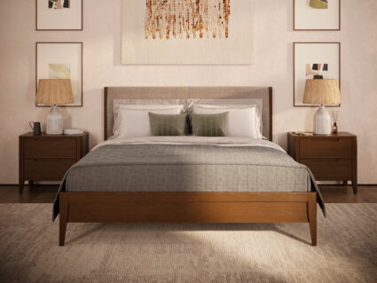 Кровать Rivi Ruby Wood Дымчатый темный дуб/Рогожка Step 5 253