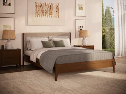 Кровать Rivi Ruby Wood Дымчатый темный дуб/Рогожка Step 5 253