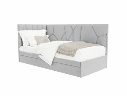 Кровать Beautyson Helga угловая (с ящиком) велюр Formula 961 светло-серый 332