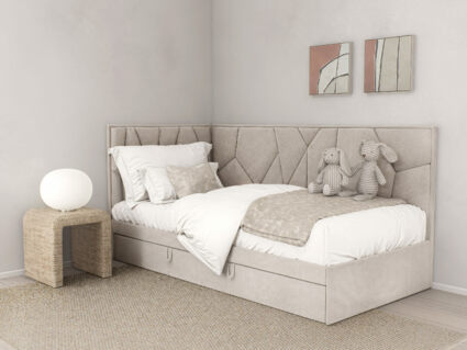 Кровать Beautyson Helga угловая (с ящиком) велюр Formula 692 голубой 332