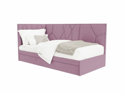 Кровать Beautyson Helga угловая (с ящиком) велюр Formula 392 розовый 332