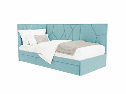 Кровать Beautyson Helga угловая (с ящиком) велюр Formula 692 голубой 332